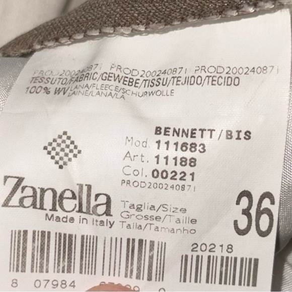 Nordstrom Zanella Size 36 Bennett Dark Khaki Wool Business Wedding Dress Pants - Picture 9 of 12